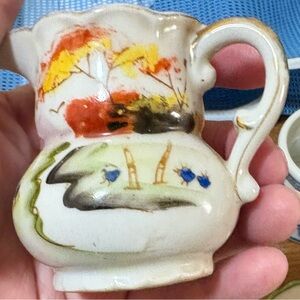Hand-Painted Ceramic Pitcher with Autumn Scene